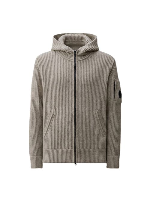 Cardigan full-zip lamb wool C.P. COMPANY | 21CMKN106A-110149A356 FALLEN ROCK